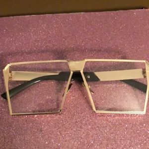 Square clear lens shades.